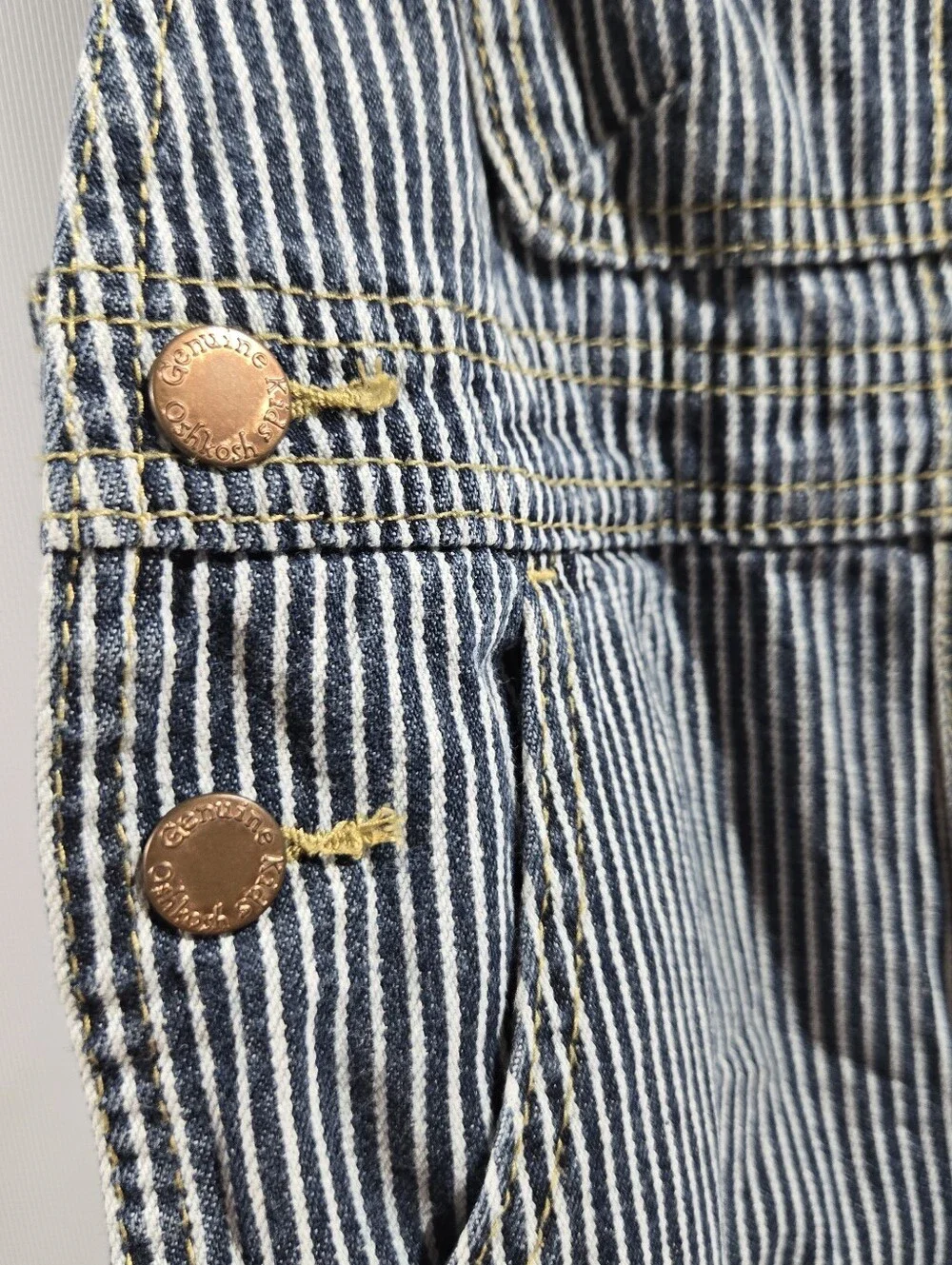Oshkosh B'gosh Blue Striped 4t Boys Overalls 100% Cotton Copper Buttons